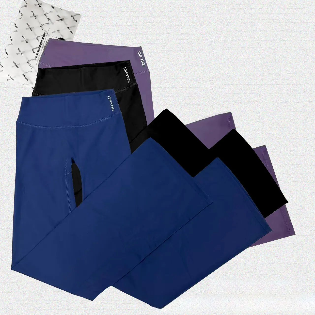 DFYNE High Waisted Flared Leggings - Butter Soft Straight Leg Sporty Chic Everyday Active Sports Bottoms with V-Seam Glute Shaping for Workout, Sporty Sports Bottoms