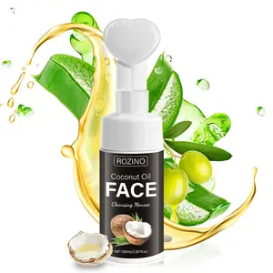 ROZINO Coconut Oil FACE Cleansing Mouse for Normal to Dry Sensitive Skin Gentle Cleansing Tool with Coconut Oil Formula 100ml Facial Cleanser