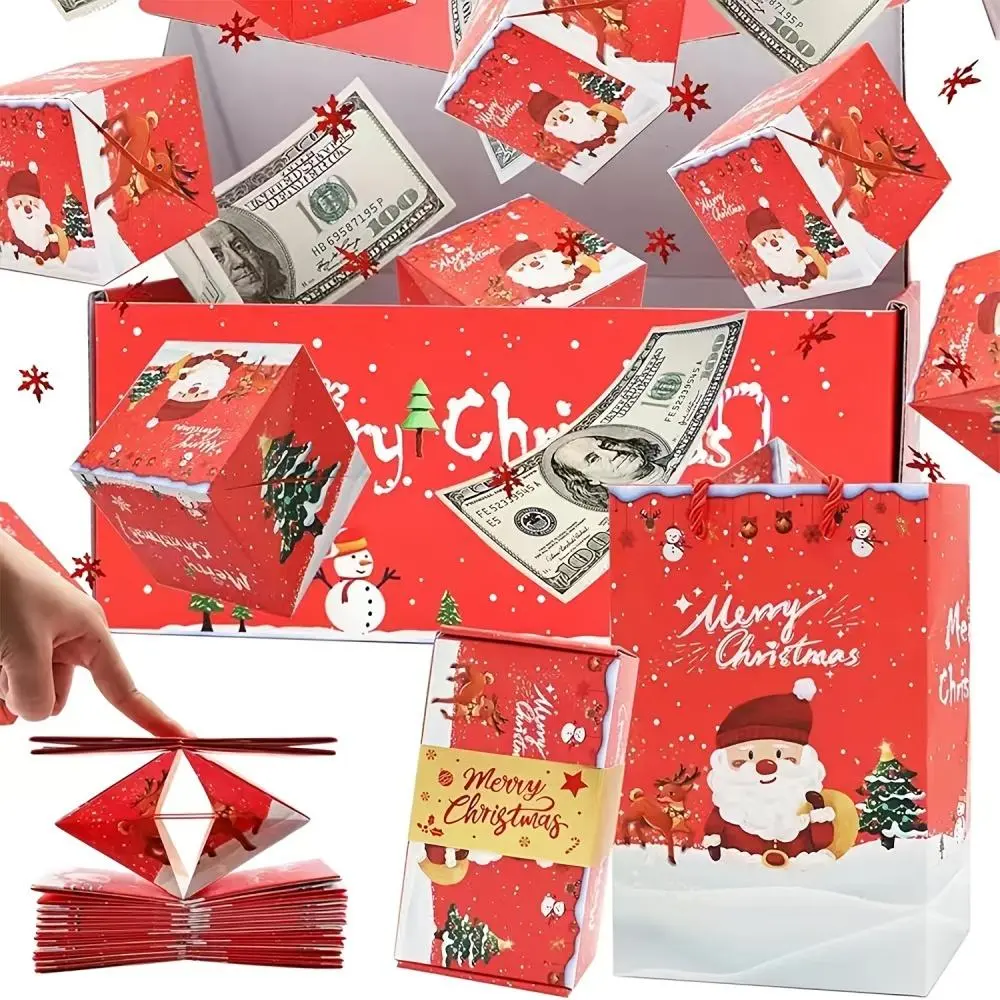 10-Bounce Christmas Surprise Gift Box with Unique Folding Envelope, Color Paper Included, Perfect Gift for Any Occasion (Christmas, Birthdays) - Office Stationery Wrapping Supplies, Valentine's Day, 10 Bounces