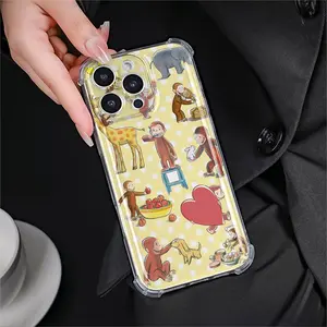 Clear Shockproof Phone Case for iPhone 17 16 15 14 13 12 11 Pro Max 17air 14 15 16 Plus, Four-Corner Airbag Anti-Drop Protective Transparent Soft Phone Cases Cartoon Animals Food Life Scenes