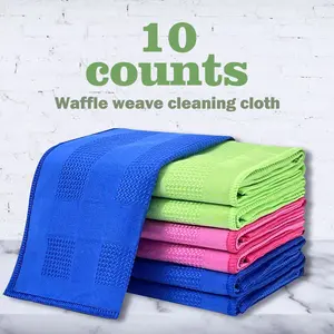 10 Counts Kitchen Tea Towels with Pure Cotton, Ultra-Absorbent Cotton Cloths for Baking & Counter Wiping - Assorted Colors