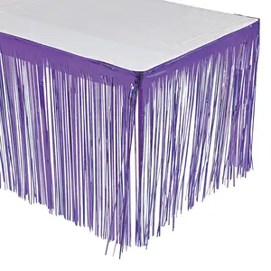 9 ft. x 29" Purple Metallic Fringe Plastic Table Skirt