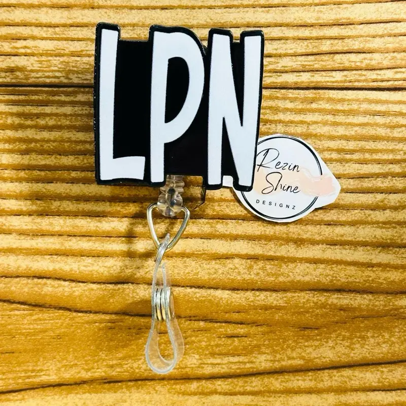 Licensed Practical Nurse LPN Black And White Badge Reel