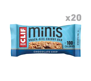CLIF BAR Minis - Chocolate Chip - Made with Organic Oats - 4g Protein - Non-GMO - Plant Based - Snack-Size Energy Bars - 0.99 oz. (20 Pack)