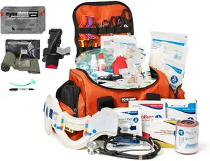 Fully-Stocked First Responder Bag | Professional EMT/EMS Trauma & Bleeding Medical Kit | HSA/FSA Approved | CAT Tourniquet, HyFin Chest Seal Israeli Bandage & 250+ First Aid Supplies (Orange)