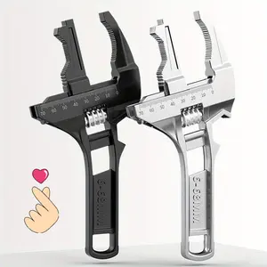 Metal Multifunctional Adjustable Wrench - Aluminum Alloy Multi-Functional Tool with Powerful Clamping, Wide Jaw, Easy-to-Hold Design for Compact Bathroom Plumbing Repairs