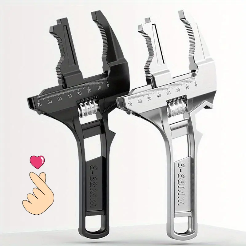 Aluminum Alloy Adjustable Wrench - Metal Hand Tool with Strong Clamp, Wide Jaws, Easy-to-Hold Design for Compact Bathroom Plumbing Repairs