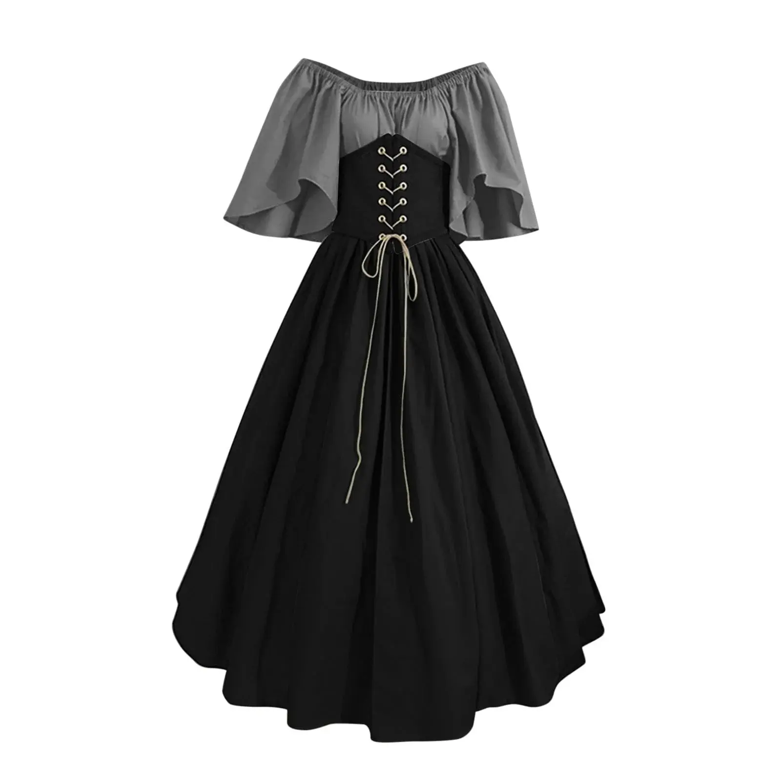 UPPADA Womens Renaissance Faire Dresses Medieval Irish Traditional plus Size Dresses Ruffle over Dress Corset Retro Cosplay Gown
