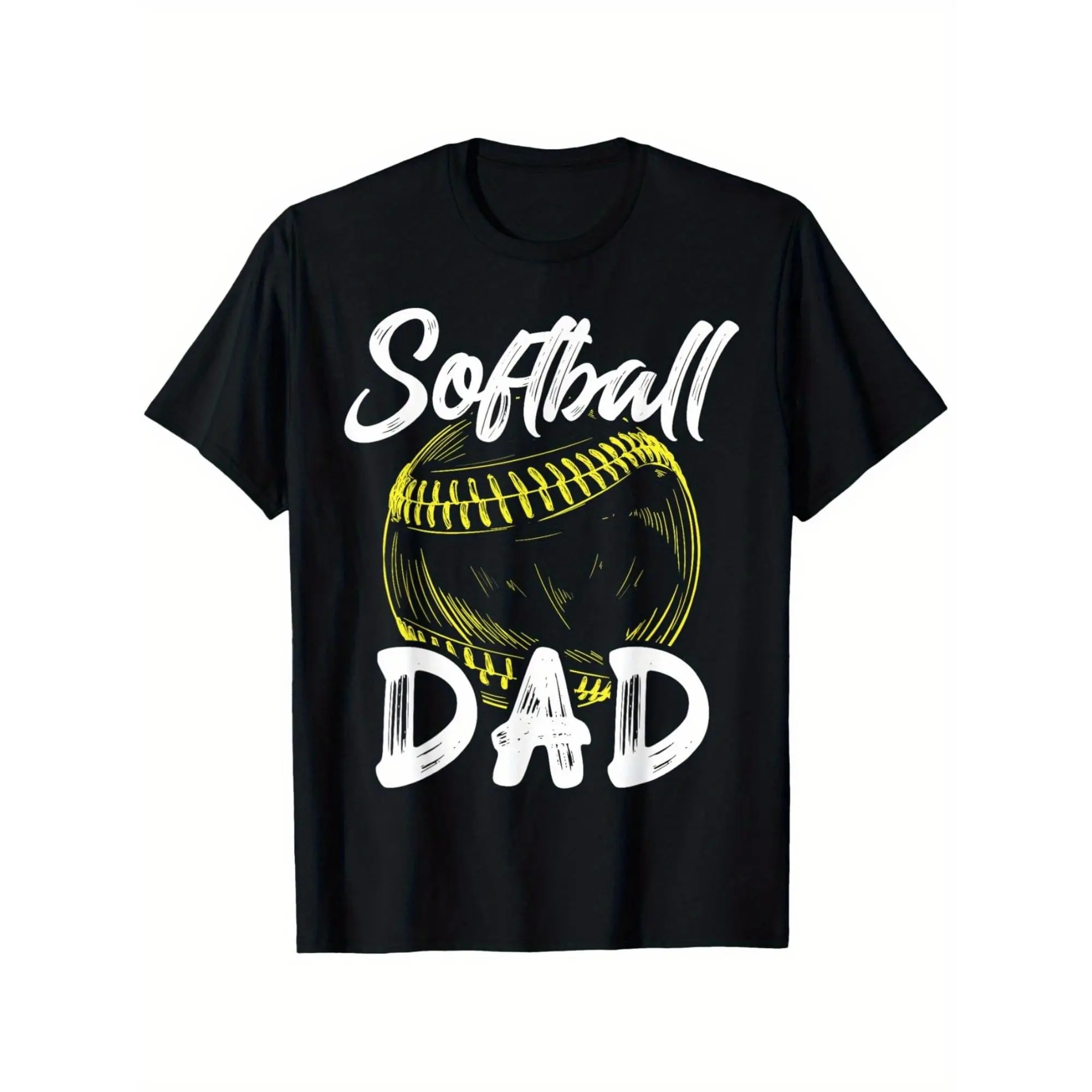 Softball Dad Graphic Cotton T-Shirt for Men – Black Casual Round Neck Short Sleeve Tee, 180g, Perfect Father’s Day or Birthday Gift for Players & Fans, Gift for Dad |     Family Matching Tees |     Durable Print