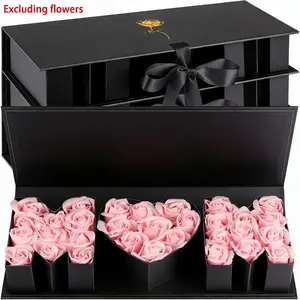 Mom Letter Empty Gift Box for Mom, Mother’s Day Bouquet Packaging Box, Rectangular Cardboard Flip Lid Gift Box with Bow, Suitable for Fresh Flowers Roses DIY Arrangement, Gift Wrapping Box for Mom Birthday Thanksgiving Mother’s Day,  Flowers Not Included