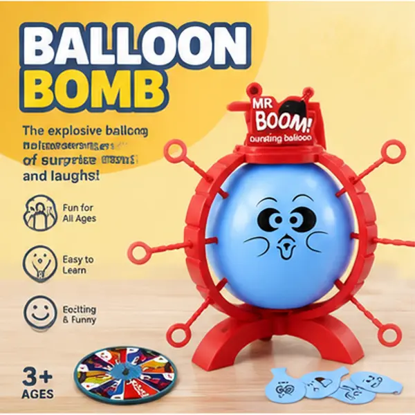 Balloon Pop Party Board Game for Large Groups, Family Game Night Challenge with Spinner & Pins, Fun Party Game for Family & Friends