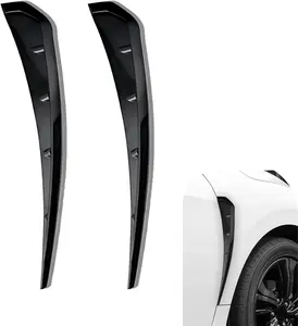 PCS Car Fender Side Vents, ABS Spoiler Body Fender Cover, Air Flow Intake Hole Grille, Fenders Decorative Sticker, Sport Stytle Car Exterior Accessory, Universal for Most Cars(Black)