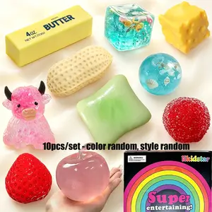 10pcs/set - Mystery Blind Box Pinch, Blind Box Stress Relief Toy, Sensory Set, Creative Slow Return Pinch, Party Gift, Soft Squeeze Toy, Fidget Squishies