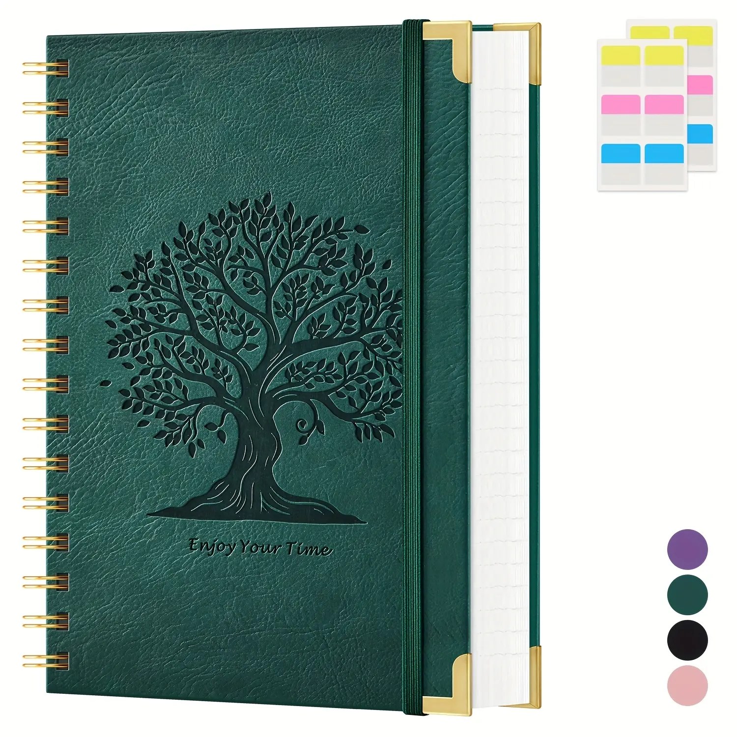Faux Leather A5 Spiral Notebook Journal - Journaling Supplies, 300 Pages Wirebound Notepad, 100GSM Lined Bleed-Free Paper, 5.7x8.3 Inches, Multiple Colors, for Office Use Writing & Note-Taking, Unisex