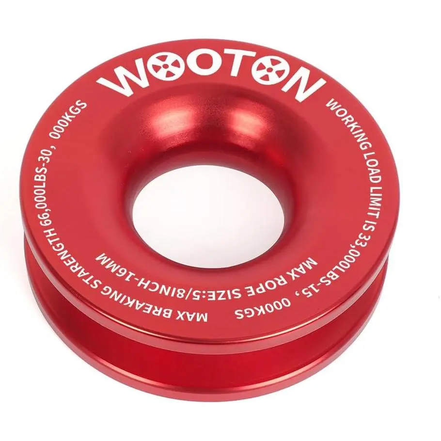 Snatch  Ring 66,000 lbs Aluminum,Snatch Block Ring Pulley for Soft Shackle ATV UTV SUV  Off-Road  Towing Rcovery (Red)