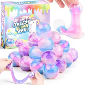 36 Pack Unicorn Galaxy Slime Balls, Unicorn Party Favors for Boys and Girls, Wet, Non-Sticky, Mess-Free, Stress Relief, Super Soft Slime Toy for Kids, Birthday Gift, Goodie Bag Stuffers
