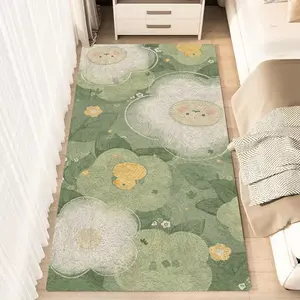 1pc Cute Duck Smiling Cloud Floral Leaf Pattern Fluffy Minimalist Area Rug, Polyester 100% Flannel Carpet, Non-Slip Rectangle Floor Mat for Living Room, Bedroom, Kitchen, Office, Entryway, Bedside Rug | Washable, Cozy Seasonal Gift Car Carpet Mats