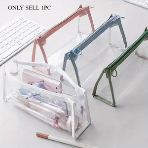 Clear Pen Case, 1 Count Large Capacity Pencil Bag, Stationery Storage Bag, Desk Organizer for Office Home School Student Teacher, Office Supplies