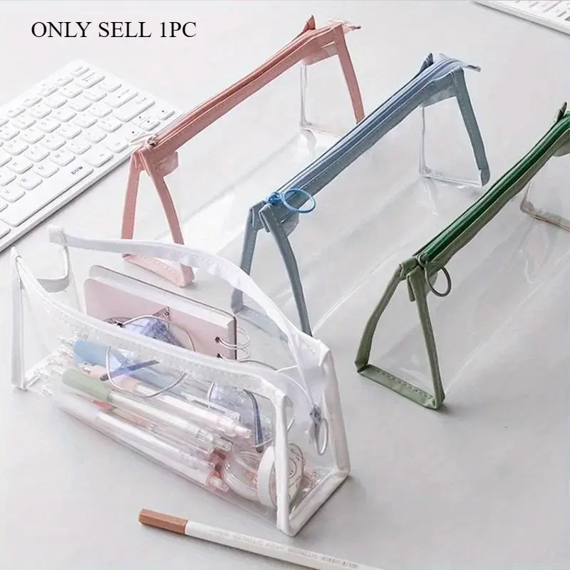 Clear Pen Case, 1 Count Large Capacity Pencil Bag, Stationery Storage Bag, Desk Organizer for Office Home School Student Teacher, Office Supplies