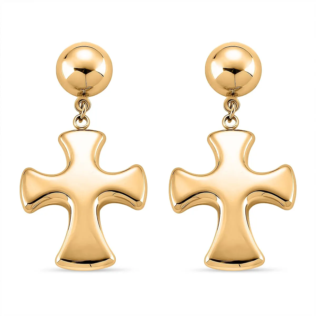 Cross Earrings in ION Plated YG Stainless Steel