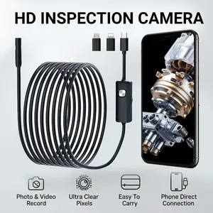 Three-In-One Apple Android Industrial Borescope, Drain Pipe Detector, Car Repair Probe, Versatile Inspection Tool for Professionals