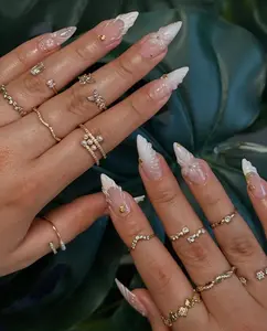 3D Seashell & Pink Flower Mermaid Press On Nails | Handmade Summer Ocean Nail Art | Pastel Pink Yellow Nails | Gold Starfish Vacation Nails