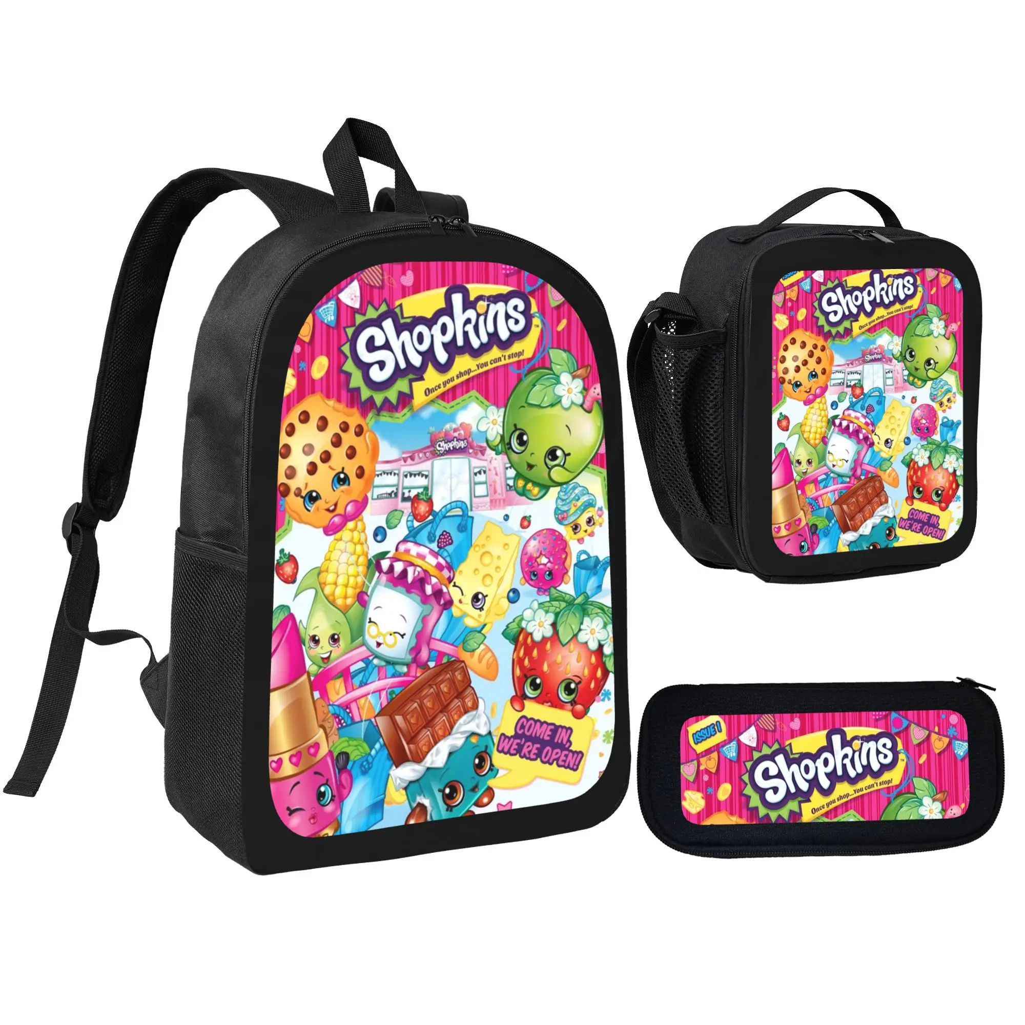 Cute Shopkins children's backpack matching set