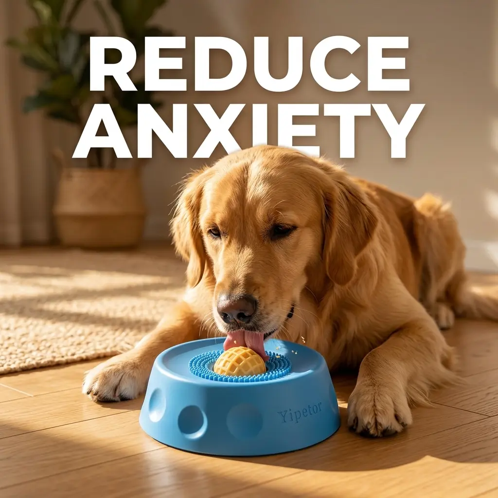 Dog Slow Feeder Licking Bowl - Built-in Rolling Ball, No-Spill Liquid Treat Feeder for Dogs, Suitable for Bone Broth & Yogurt, Supports Nutrition & Recovery, Raised Pet Feeding Mat