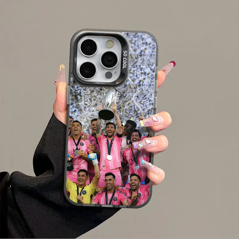 Messi IPhone 16 17 Promax Phone Case Anti Drop Protective Case Suitable For iphone 15 14 13 SAMSUNG S25 24 23 22 ULTRA Acrylic Football Phone Case
