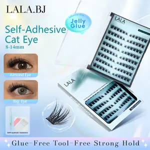 LALA.BJ Self-Adhesive Eyelashes Wispy Clusters No Glue Needed Easy Application Natural Look Long-Lasting Hold Reusable Tool-Free Strong Hold