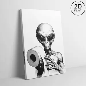 Alien Holding Paper Towel Pattern framed Painting, Modern Art Canvas Wall Art, WallDecor for Home Living Room Bedroom Office,Ornaments