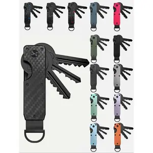 Heavy Duty Carbon Fiber Pattern Metal Key Storage Box, Anti-Scratch Portable Key Ring Holder with Screwdriver, Slim Durable Key Organizer, Unisex Practical Gift Packaged with Gift Box