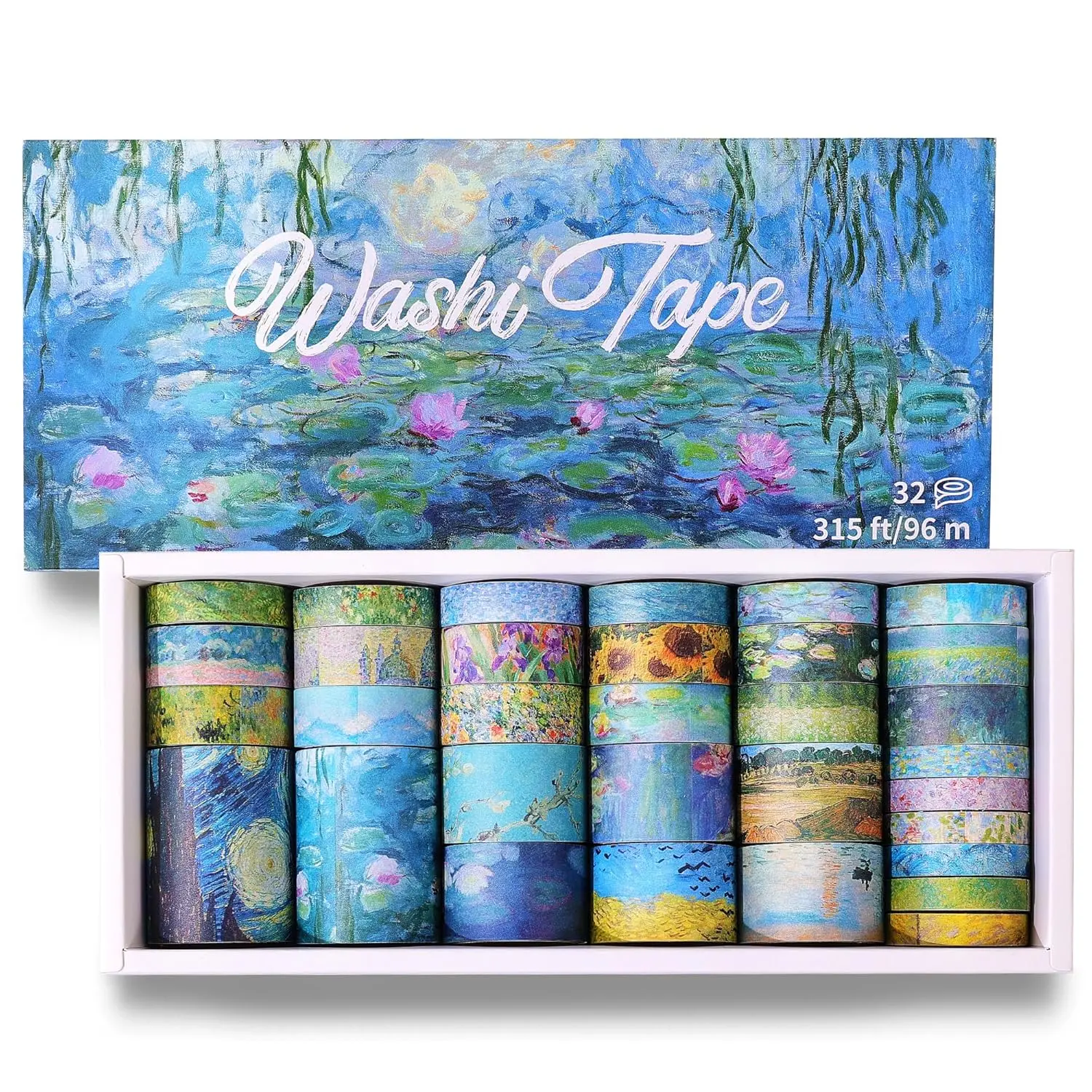 32 Rolls Washi Tape Set, Colored Van Gogh Patterns Decorative Masking Tape,  Artists Tapes for Journaling, Junk Journal, DIY Craft Projects, Scrapbooking Supplies Decor