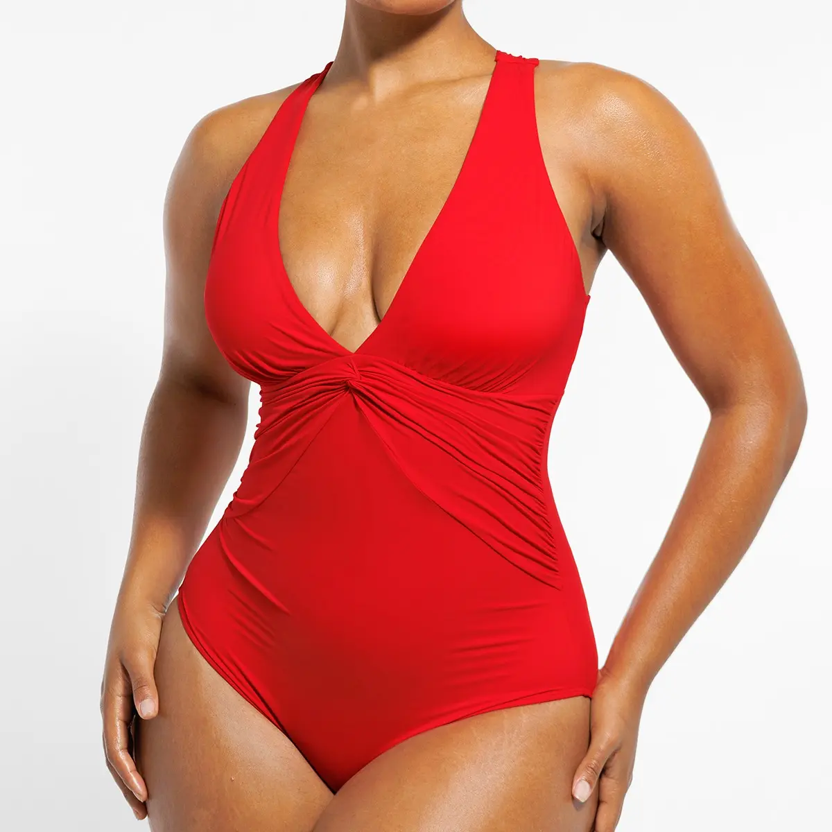 Ruched Twist-Front  Red