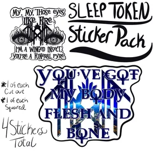 SleepToken sticker pack - pack of 4 - premium laminated stickers for  ALL HARD SURFACES ! Uv resistant -