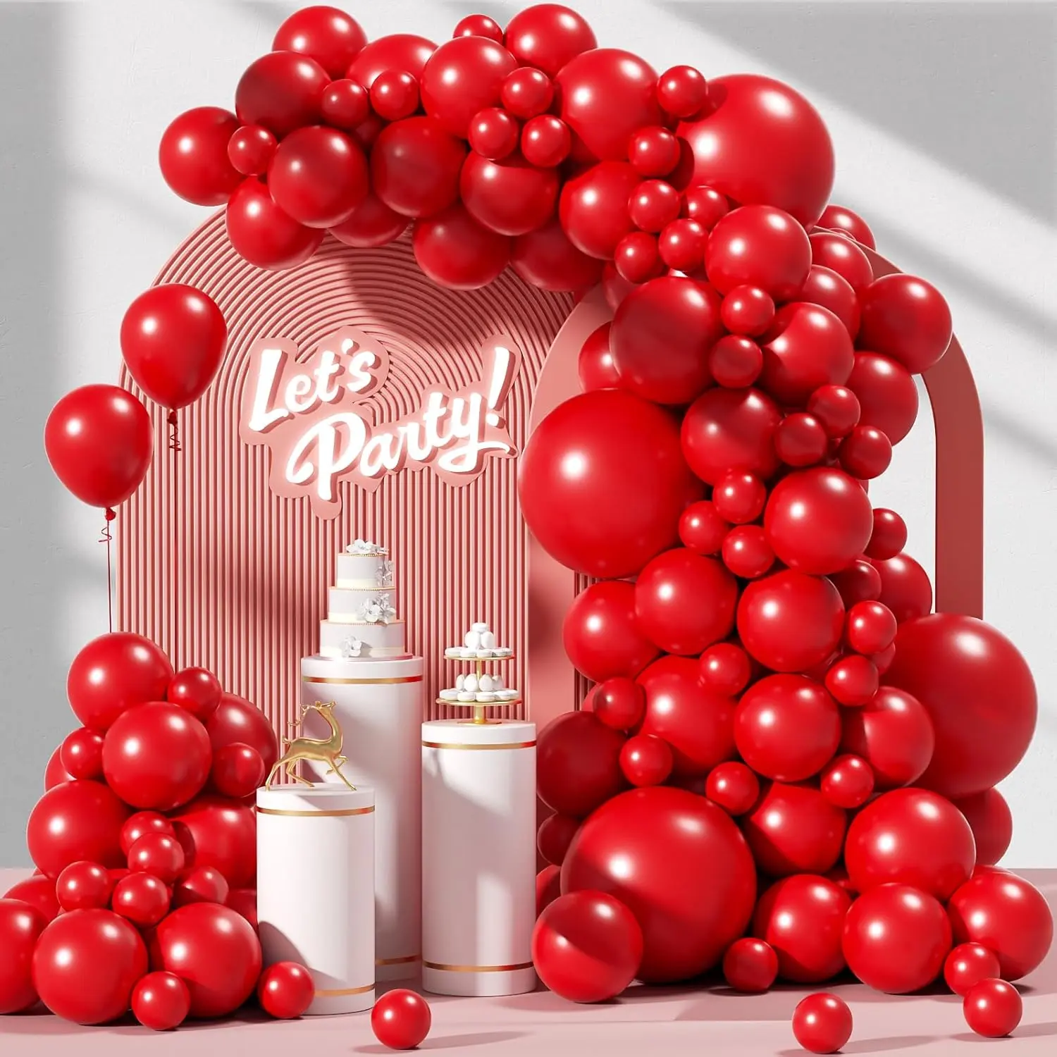 122pcs red balloon arch kit, 18 12 10 5 inch latex balloons, party decoration, birthday balloons, baby shower, wedding, Valentine, Christmas, red balloon bouquet, festive celebration, balloon garland set, helium quality,  party supplies, viral event decor