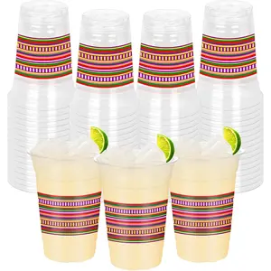 50 PCS Cinco De Mayo Decorations, 14 OZ Cinco De Mayo Cups, Design Plastic Disposable Cups Mexican Cups, Fiesta Party Decorations Mexican Theme Party Decor