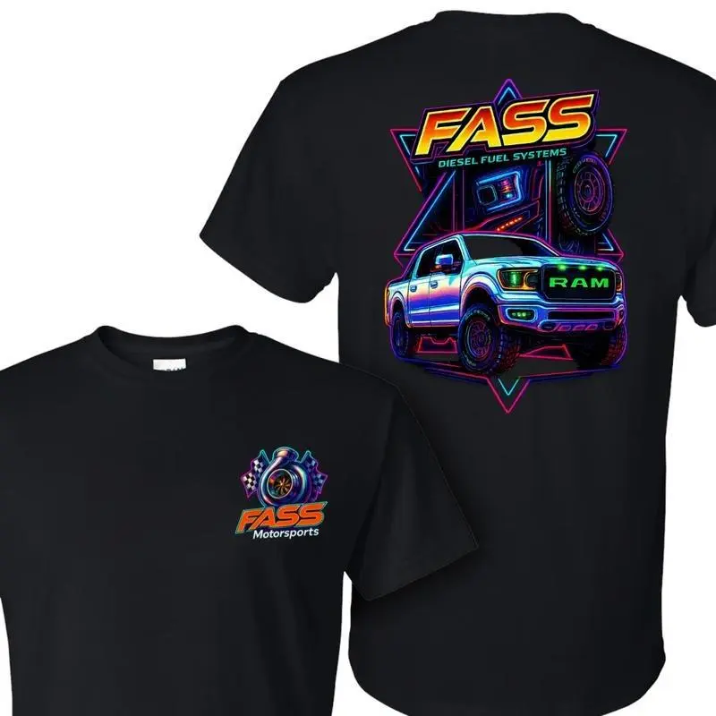 FASS Motorsports T-Shirt – Neon Truck Graphic with Diesel Fuel Systems Theme, Perfect for Car Enthusiasts and Mechanics, Unisex T-Shirt for Men and Women