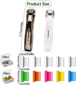 【Office Powerhouse】2PCS white and black Stapleless Crimper Tape Dispenser  Stapler Office Folder Refill