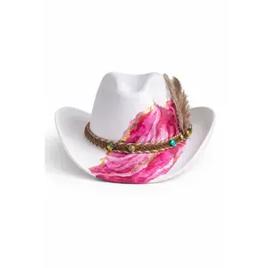 Geode Soul Custom Hand-Painted Deep-Pink Cowboy Hat