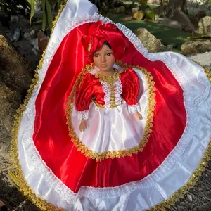 Muñeca para Shango 18 Inches Red Polka Dot Dress & White Headpiece Custom Order Available for 18 Inch Doll
