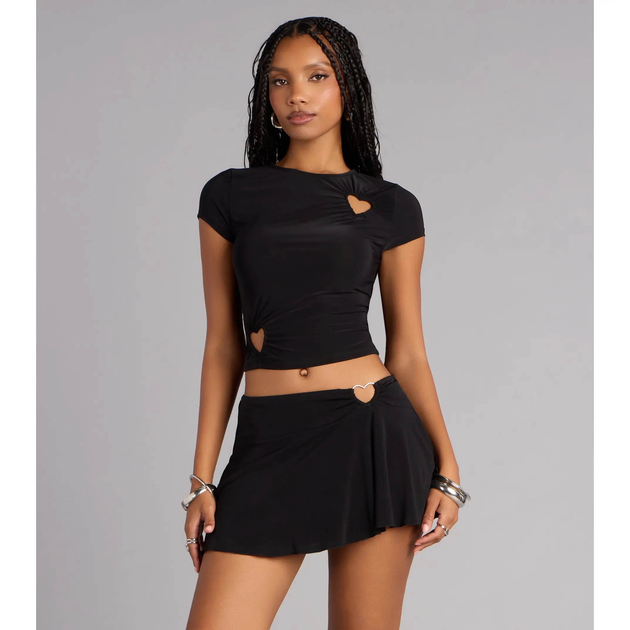 Play It Cute Heart Cutout Baby Tee