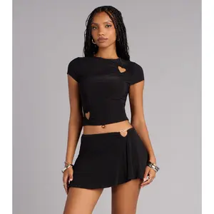 Play It Cute Heart Cutout Baby Tee