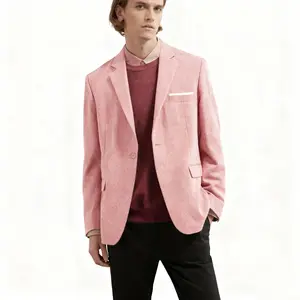 Relaxed Fit Tweed Casual Blazer in Pink - Cozy Stylish for Work Daily Date Nights - Versatile Comfy Aesthetic Outfit Essential - Long Sleeve bedazzled  suit business jacket luxury  suits Slim-Fit Single Breasted Suit  men