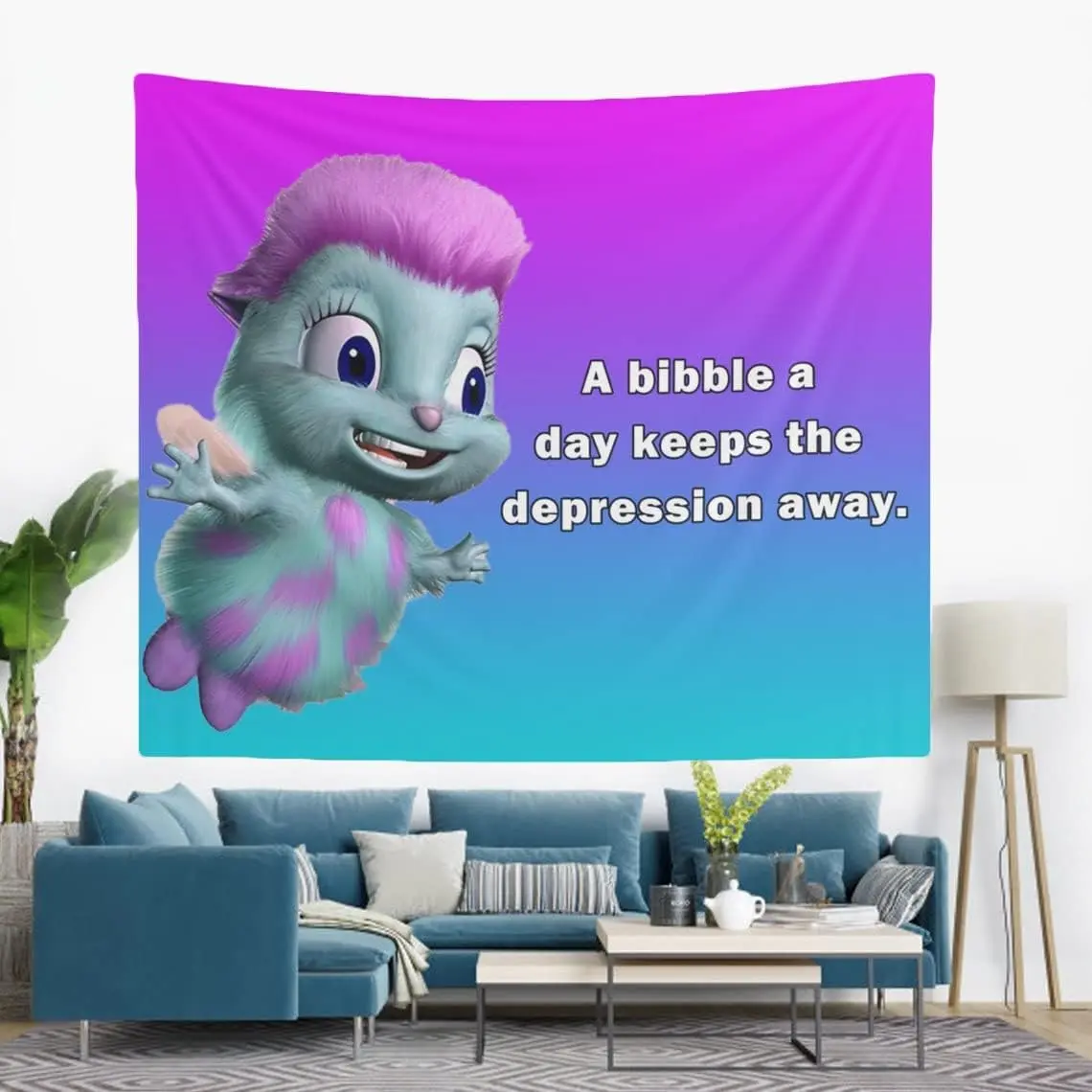 Bibble Meme Tapestry Bibble Happiness Funny Tapestries Novelty Tapestry Wall Hanging, Funny College Room Hostel Decorations Bedroom Living Room Dorm Decor 60x51in