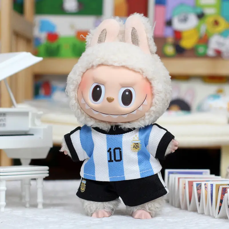 Clothes for Labubu Sporty Style Clothes Accessories, Fashion Cool No. 10 Soccer Jersey Outfit Suitable for 17cm Doll Soft Clothing Replacement Acces