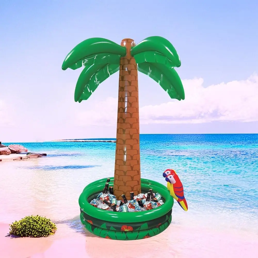 Inflatable Parrot Coconut Tree Ice Bucket, Decorative Party Supplies, Beach Essential, Pool Games, Swimming Game, Inflatable Water Sand Ball, Pool Inflatables
