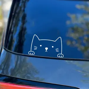 Cartoon Cat Vinyl Stickers for Car Windows, Car Exterior Accessories, Waterproof Self-adhesive Smooth Surface, Animal Themed Bumper Stickers, Suitable for Laptops, Sticker for cars - Correctly Placed, Single Use