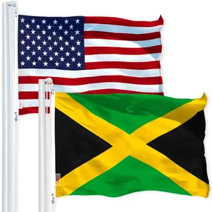 G128 Combo Pack: USA  3x5 Ft 150D Printed Stars & Jamaica (Jamaican) Flag 3x5 Ft 150D Printed