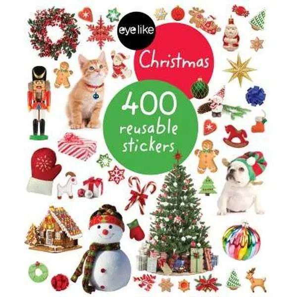 Eyelike Stickers - Christmas Holiday Theme Embellishment Book, Workman Kids English Paperback with 400 Reusable Stickers, 10.1" h x 8.6" l x 0.2" w